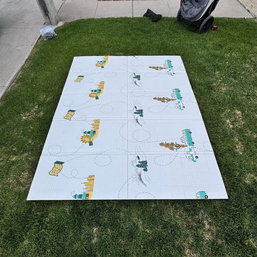 Foldable Baby Play Mat Reversible Waterproof Multicolor Rectangular